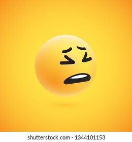 Cute high-detailed yellow 3D emoticon for web, vector illustration
