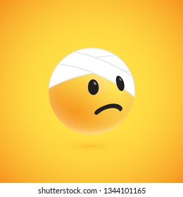 Cute high-detailed yellow 3D emoticon for web, vector illustration