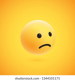 Cute high-detailed yellow 3D emoticon for web, vector illustration