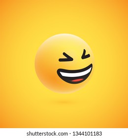 Cute high-detailed yellow 3D emoticon for web, vector illustration