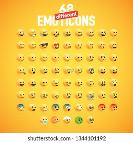 Cute high-detailed yellow 3D emoticon set for web, vector illustration