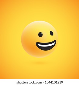 Cute high-detailed yellow 3D emoticon for web, vector illustration