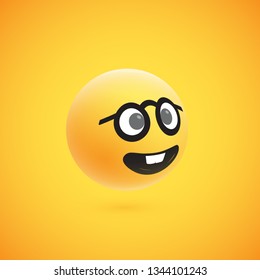 Cute high-detailed yellow 3D emoticon for web, vector illustration