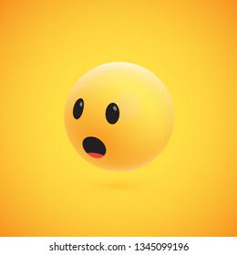 Cute high-detailed yellow 3D emoticon for web, vector illustration