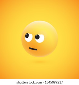 Cute high-detailed yellow 3D emoticon for web, vector illustration