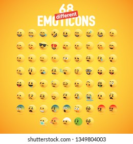 Cute high-detailed yellow 3D emoticon set for web, vector illustration