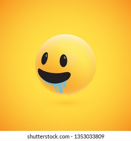 Cute high-detailed yellow 3D emoticon for web, vector illustration