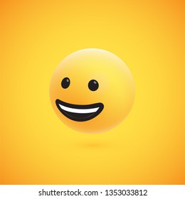 Cute High-detailed Yellow 3D Emoticon For Web, Vector Illustration