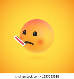 Cute high-detailed yellow 3D emoticon for web, vector illustration
