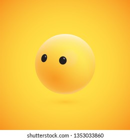 Cute high-detailed yellow 3D emoticon for web, vector illustration