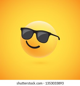 Cute high-detailed yellow 3D emoticon for web, vector illustration