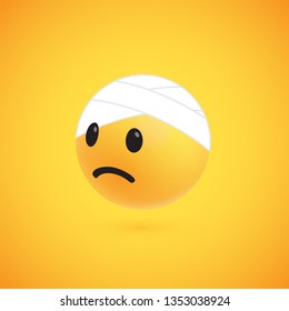 Cute high-detailed yellow 3D emoticon for web, vector illustration