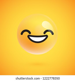 Cute high-detailed yellow emoticon for web, vector illustration