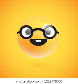 Cute high-detailed yellow emoticon for web, vector illustration