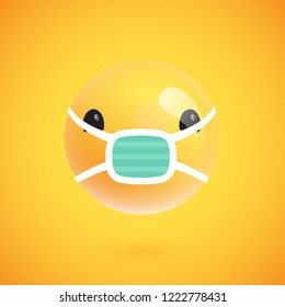 Cute high-detailed yellow emoticon for web, vector illustration
