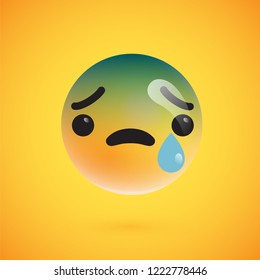 Cute high-detailed yellow emoticon for web, vector illustration