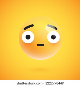 Cute high-detailed yellow emoticon for web, vector illustration