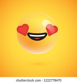 Cute high-detailed yellow emoticon for web, vector illustration