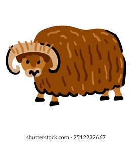 Cute Highland cow cartoon clipart isolated on white background. Northern Bull