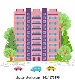 cute high-rise with trees for your design