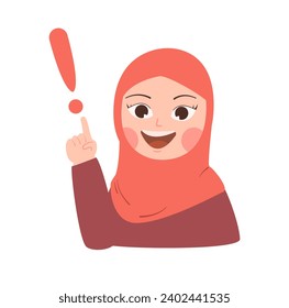 Cute Hijab Girl Raising Hand Vector Illustration