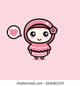 cute hijab mascot vector design