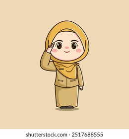cute hijab teacher character with respectful hands ver2
