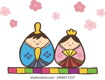 Cute Hina Puppen und Empress Handgeschriebenes Illustrationsmaterial