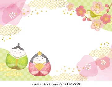 Cute Hinamatsuri background material with watercolor touch