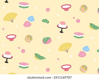 Cute Hinamatsuri motif pattern vector illustration