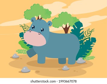 cute hipo animal in the jungle