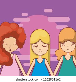 Cute hippie people cartoons