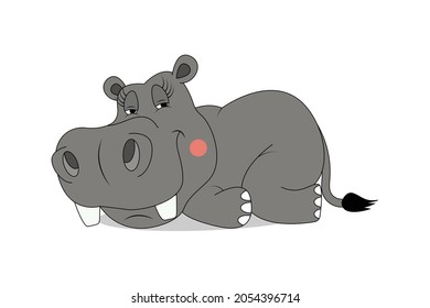 cute hippo animal cartoon sleep