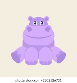Cute hippo animal cartoon. Stock vector illustration.