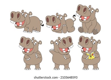 cute hippo animal cartoon vector graphic
