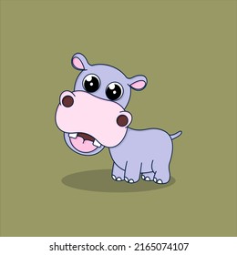 cute hippo animal character vector
