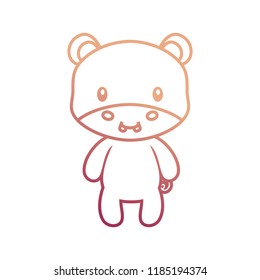 cute hippo baby sitting cartoon