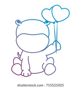 cute hippo with balloons air character icon