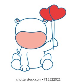cute hippo with balloons air character icon
