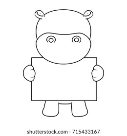 cute hippo with banner character icon