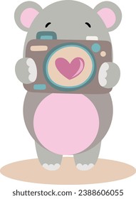 Cute hippo with a camera
