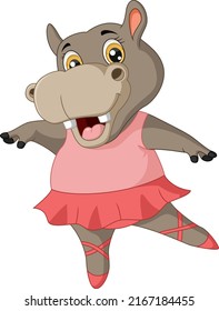 Cute Hippo Cartoon Ballet Dancer