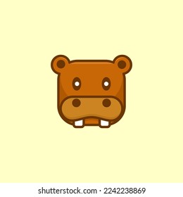 Cute Hippo Cartoon Design Illustration 
