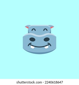 Cute Hippo Cartoon Design Logo