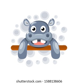 Cute hippo cartoon design vector