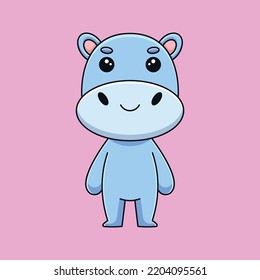cute hippo cartoon doodle art hand drawn concept vector kawaii icon illustration