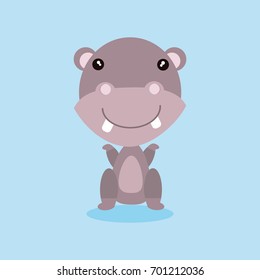 cute hippo cartoon vector