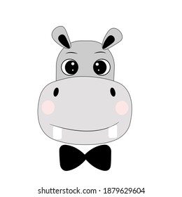 cute hippo cartoon vector illustration