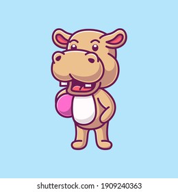 cute hippo cartoon vector illustration