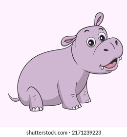 cute hippo cartoon. vector illustration
